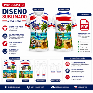 Pack 6 Diseños Sublimados Pura Vida Costa Rica – Descarga Digital
